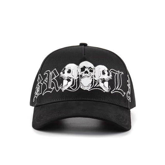 Custom Good Quality Black with Green Two Toned 5 Panel Snapback Curved Brim Sap Label Suede Baseball Cap Black Hat