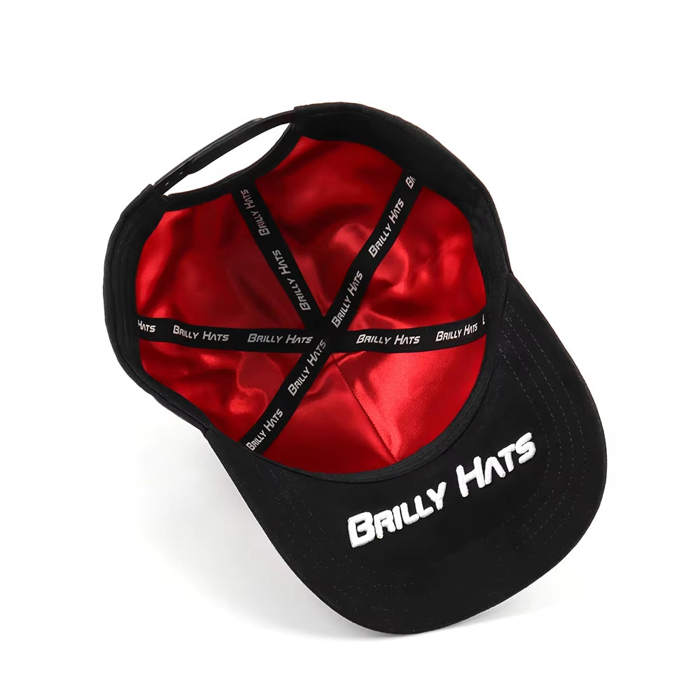 Custom Good Quality Black with Green Two Toned 5 Panel Snapback Curved Brim Sap Label Suede Baseball Cap Black Hat